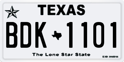 TX license plate BDK1101