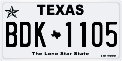 TX license plate BDK1105