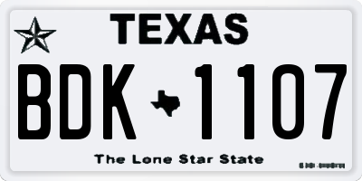TX license plate BDK1107