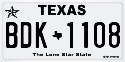 TX license plate BDK1108