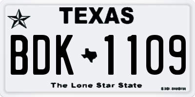 TX license plate BDK1109