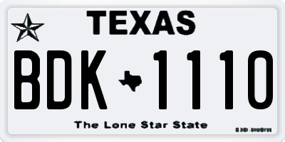 TX license plate BDK1110