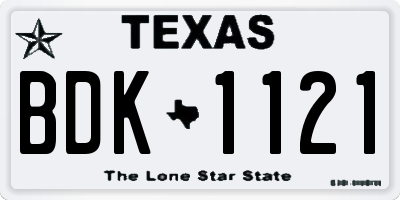 TX license plate BDK1121