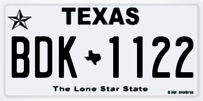 TX license plate BDK1122
