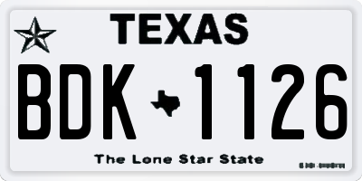 TX license plate BDK1126