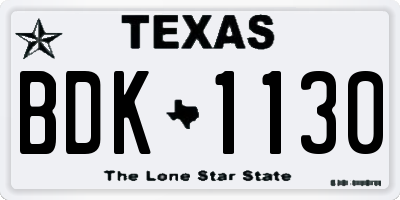 TX license plate BDK1130