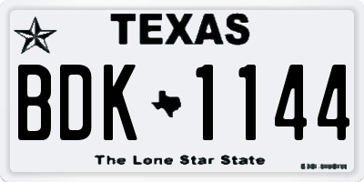 TX license plate BDK1144