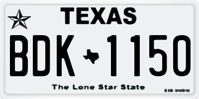 TX license plate BDK1150