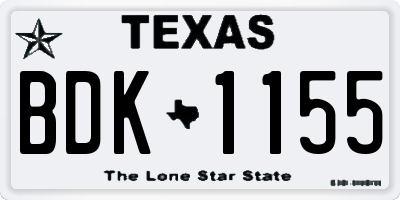 TX license plate BDK1155