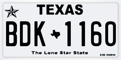 TX license plate BDK1160
