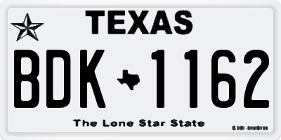 TX license plate BDK1162