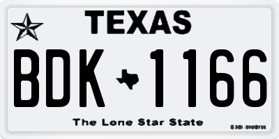TX license plate BDK1166