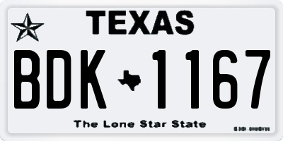 TX license plate BDK1167