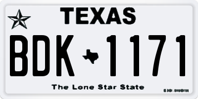 TX license plate BDK1171