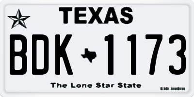 TX license plate BDK1173