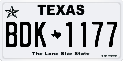 TX license plate BDK1177