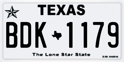 TX license plate BDK1179