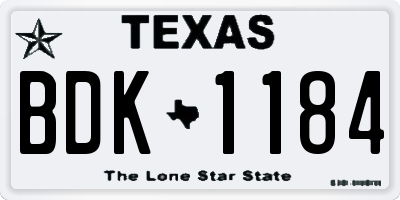 TX license plate BDK1184
