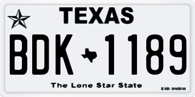 TX license plate BDK1189