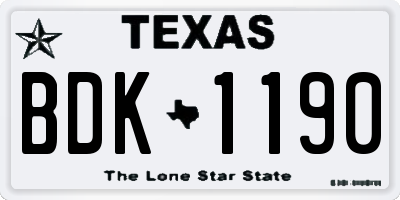 TX license plate BDK1190
