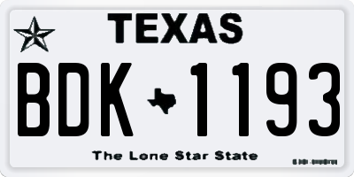 TX license plate BDK1193