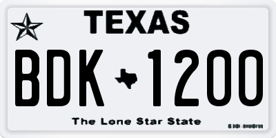 TX license plate BDK1200