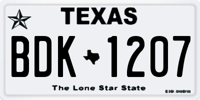 TX license plate BDK1207