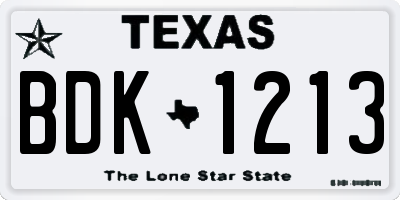 TX license plate BDK1213