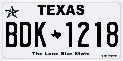 TX license plate BDK1218