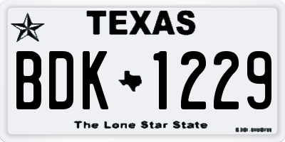 TX license plate BDK1229