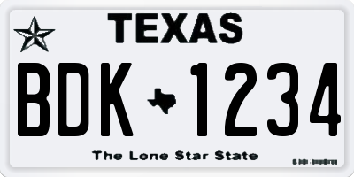 TX license plate BDK1234