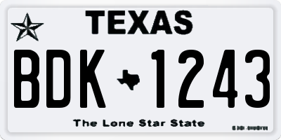 TX license plate BDK1243