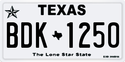 TX license plate BDK1250