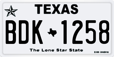 TX license plate BDK1258