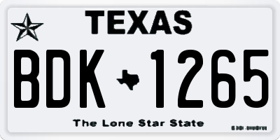 TX license plate BDK1265