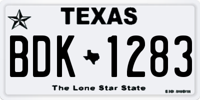 TX license plate BDK1283