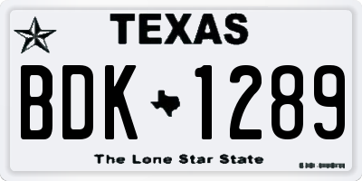 TX license plate BDK1289