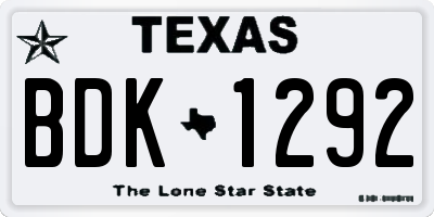 TX license plate BDK1292