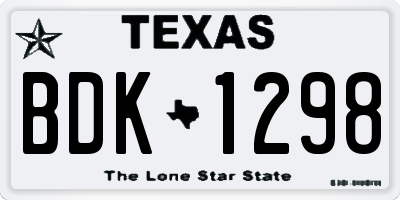 TX license plate BDK1298