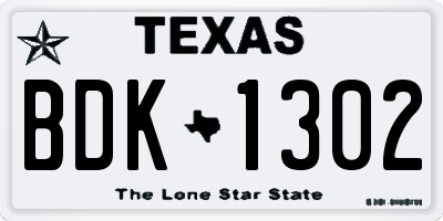 TX license plate BDK1302