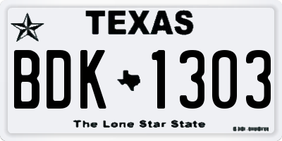 TX license plate BDK1303