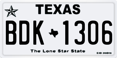 TX license plate BDK1306