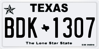 TX license plate BDK1307