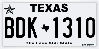 TX license plate BDK1310