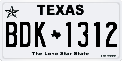 TX license plate BDK1312