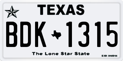 TX license plate BDK1315