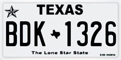 TX license plate BDK1326