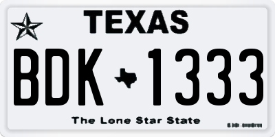TX license plate BDK1333
