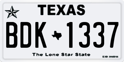TX license plate BDK1337