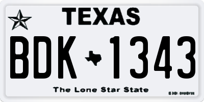TX license plate BDK1343